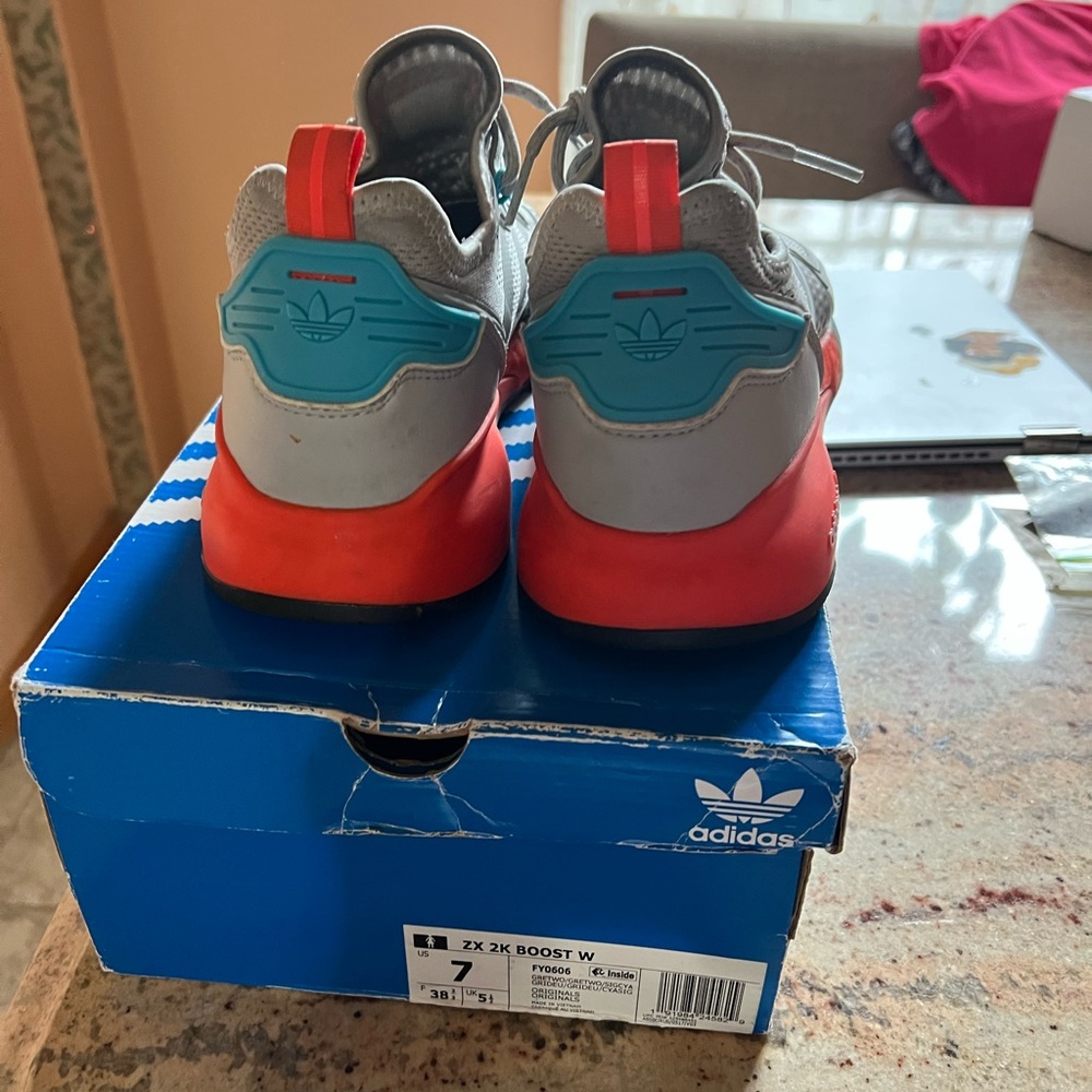 Adidas Kids ZX 2K Boost Shoes - Gray and Red